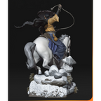 imagem ilustrativas do modelo a ser produzido,  Figure Atsu impressa em resina. Detalhes de samurai impressionantes. 