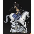 imagem ilustrativas do modelo a ser produzido,  Figure Atsu impressa em resina. Detalhes de samurai impressionantes. 