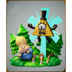 imagem ilustrativas do modelo a ser produzido, Figure Chibi Bill Cypher impressa em 3D. Um toque de mistério Gravity Falls.