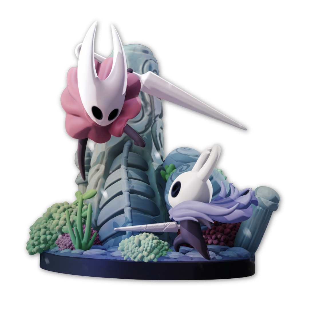 Diorama Chibi Knight e Hornet: Os Protetores de Hallownest