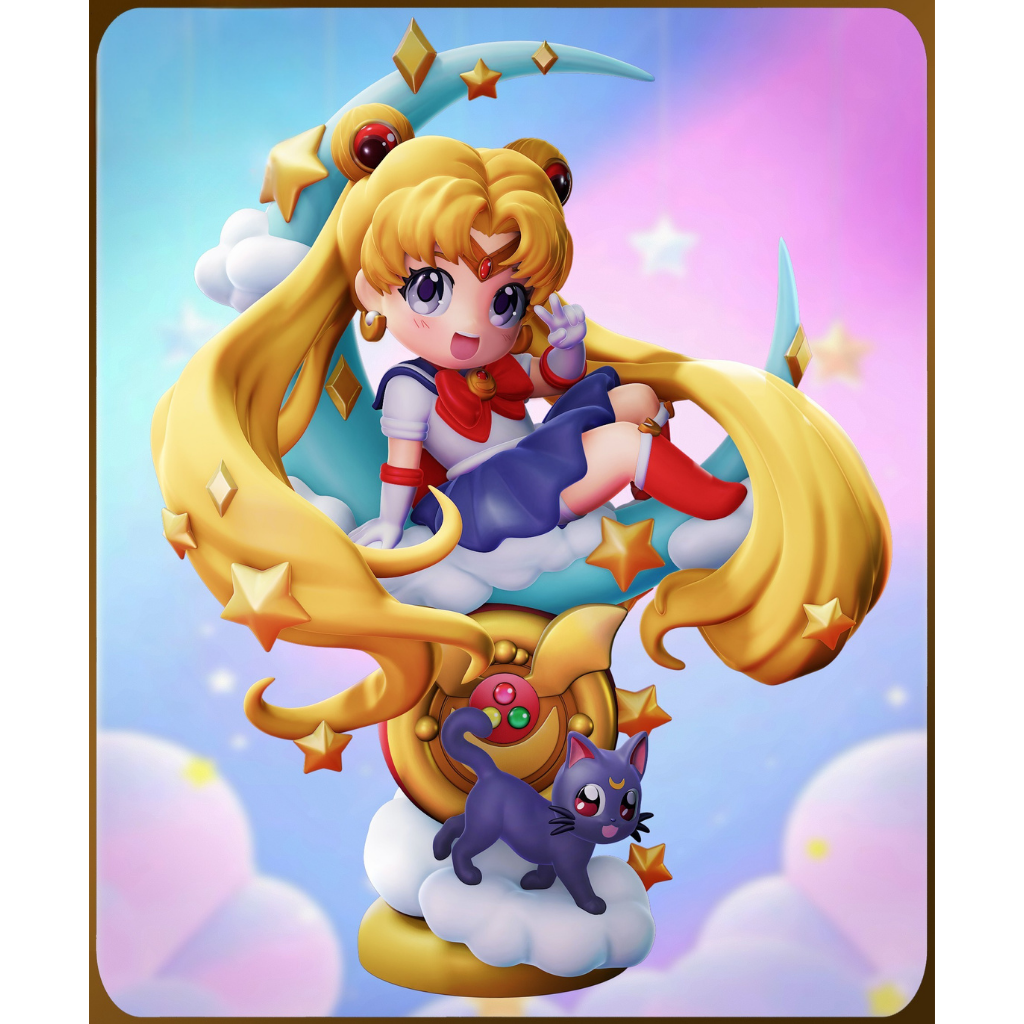 imagens ilustrativas do modelo a ser produzido, Figure Chibi Sailor Moon impressa em 3D.