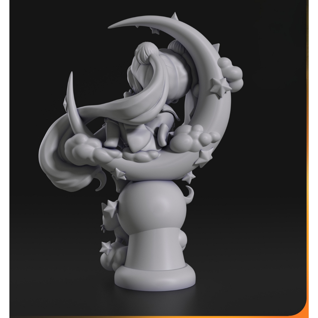 magens ilustrativas visão traseira do modelo a ser produzido, Figure Chibi Sailor Moon impressa em 3D.
