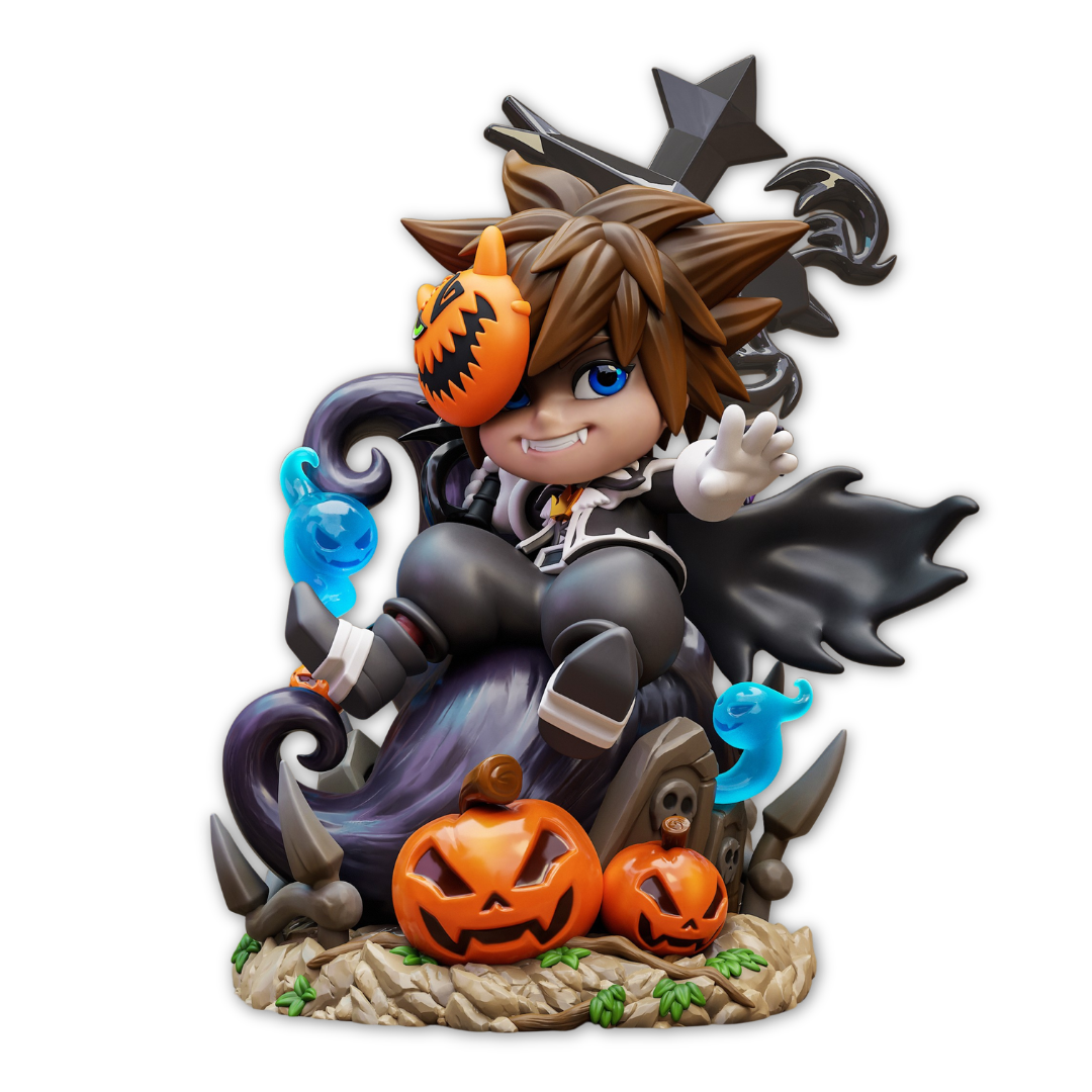 Chibi Sora Halloween Town: O Cavaleiro da Keyblade Gótico