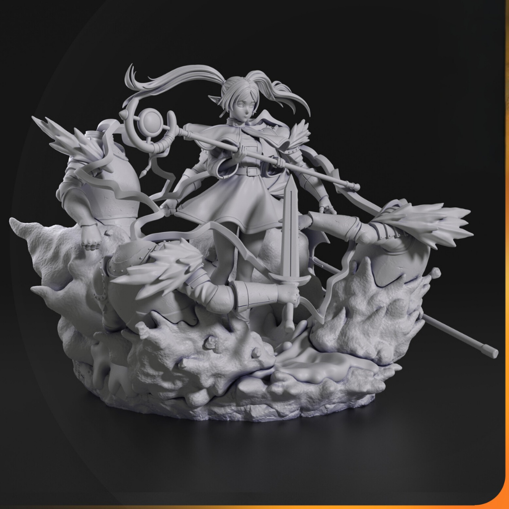 imagens ilustrativas visão lateral do modelo a ser produzido  Figure Frieren impressa em 3D 