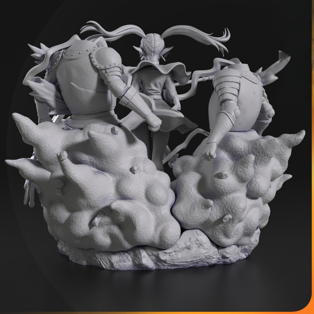 imagens ilustrativas visão traseira do modelo a ser produzido  Figure Frieren impressa em 3D 