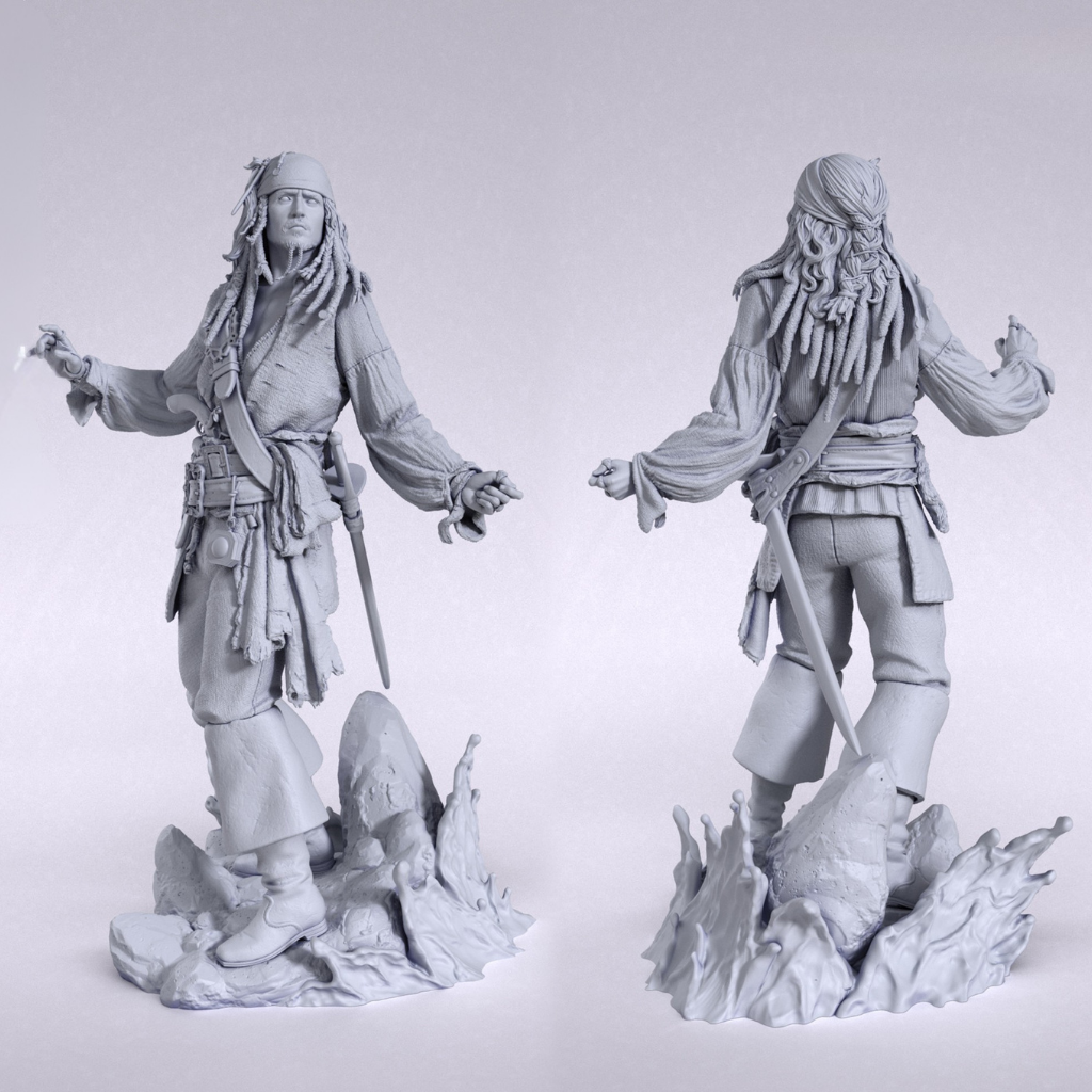 imagens ilustrativas do modelo a ser produzido, Figure Jack Sparrow impressa em 3D