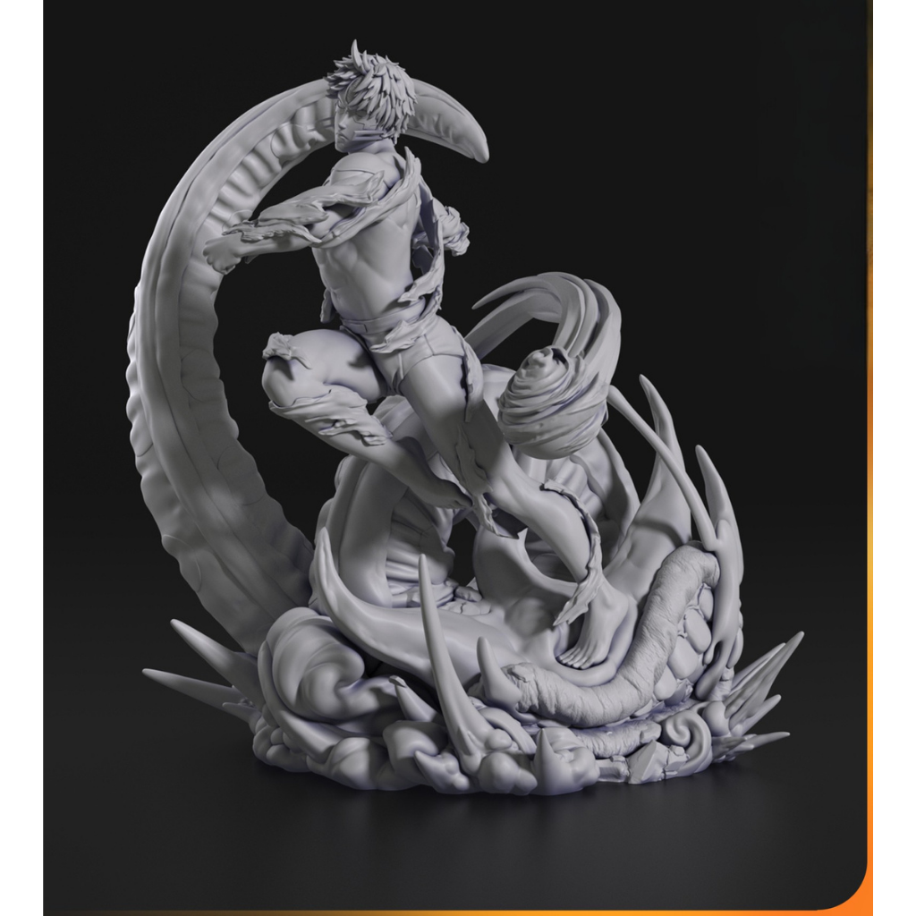 imagem ilustrativas do modelo a ser produzido,   Figure Jiji de Dandadan, impressa em resina. 