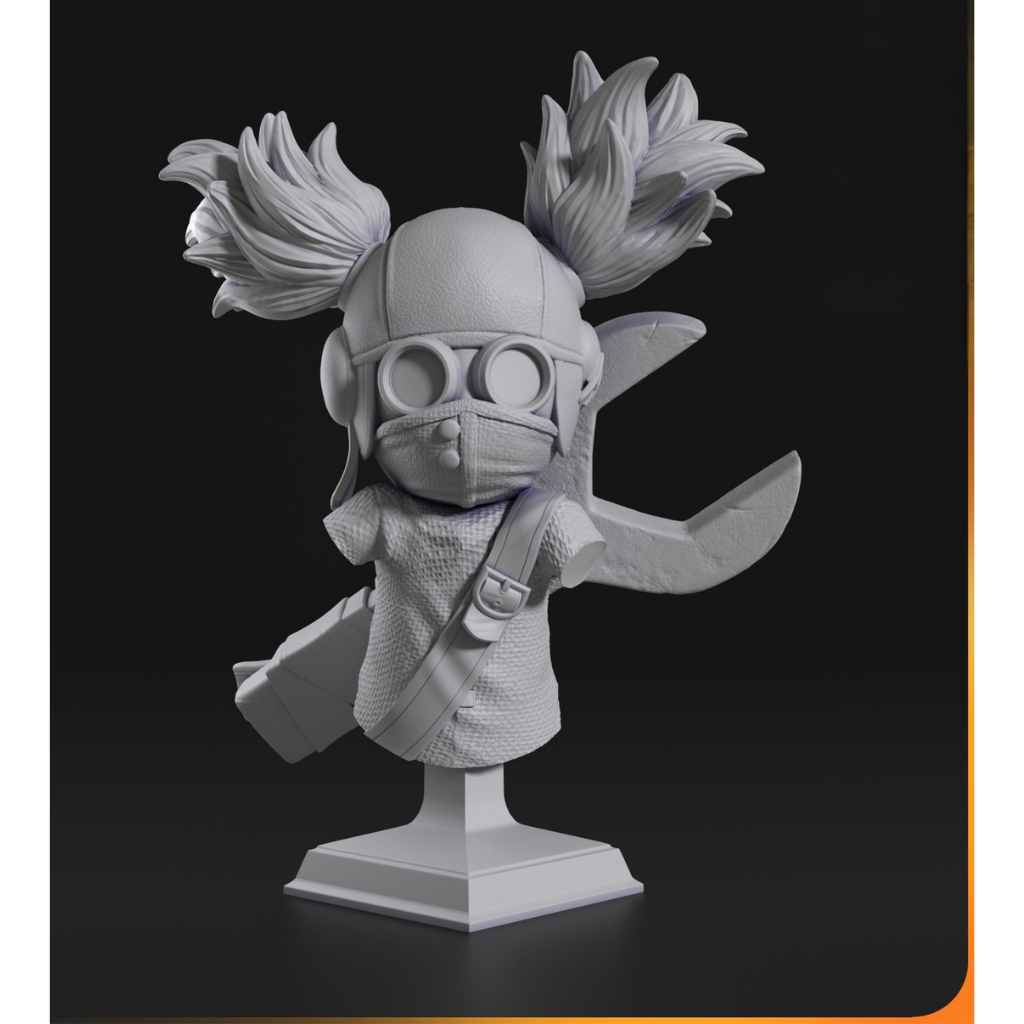 imagem ilustrativas do modelo a ser produzido, busto 1 Little Nightmares III impressoem resina