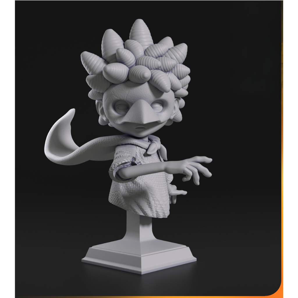 imagem ilustrativas do modelo a ser produzido, busto 2Little Nightmares III impressoem resina