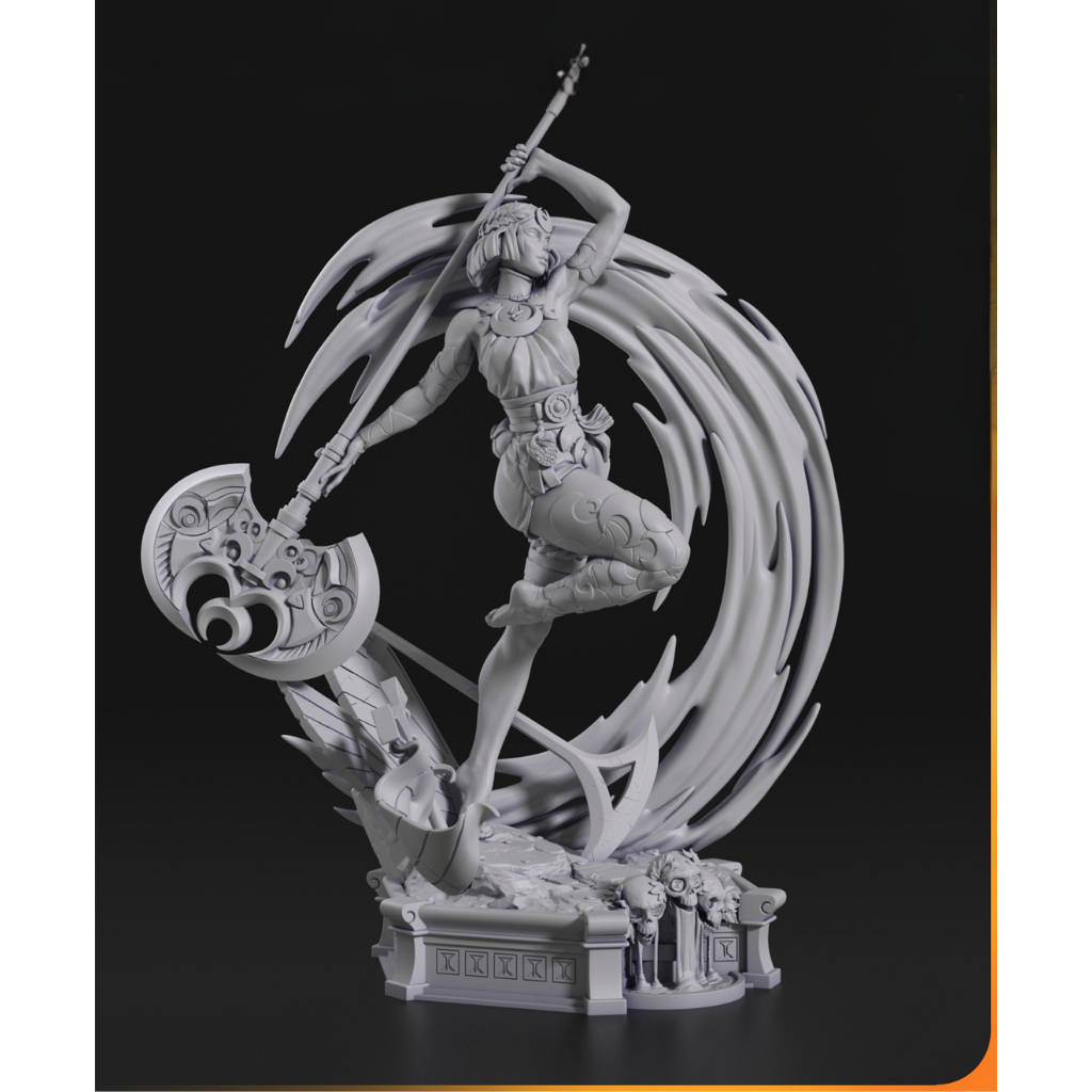 imagem ilustrativas do modelo a ser produzido, Figure Melinoe de Hades 2, impressa em 3D.