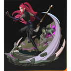 imagem ilustrativas do modelo a ser produzido,  Figure Mira impressa em 3D. Design único Kpop Demon Hunters. 