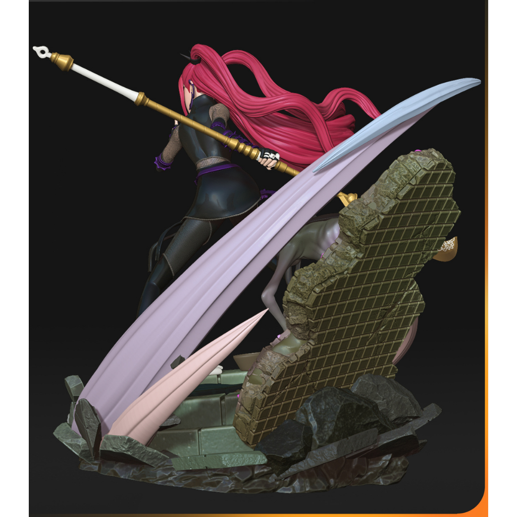 imagem ilustrativas visão traseira do modelo a ser produzido,  Figure Mira impressa em 3D. Design único Kpop Demon Hunters. 