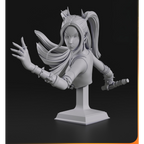 imagem ilustrativas do modelo a ser produzido,  Busto Mira impressa em 3D. Design único Kpop Demon Hunters. 