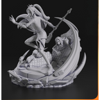 imagem ilustrativas do modelo a ser produzido,  Figure Mira impressa em 3D. Design único Kpop Demon Hunters. 