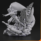 imagens ilustrativas visão lateral do modelo a ser produzido , Figure Momo Ayase do anime Dandadan, impressa em 3D