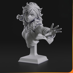 imagens ilustrativas do modelo a ser produzido , Busto Momo Ayase do anime Dandadan, impressa em 3D