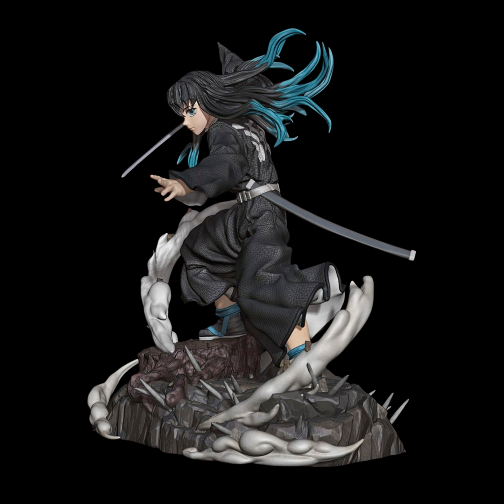 imagem ilustrativa visão lateral figure muichiro tokito emon slayer para encomenda