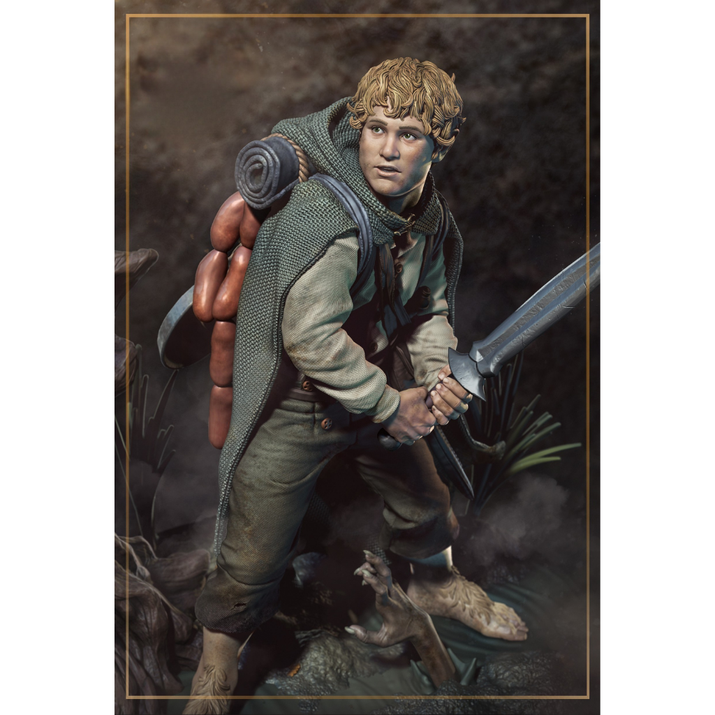 imagem ilustrativas do modelo a ser produzido,  Figure Samwise Gamgee impressa em 3D. 