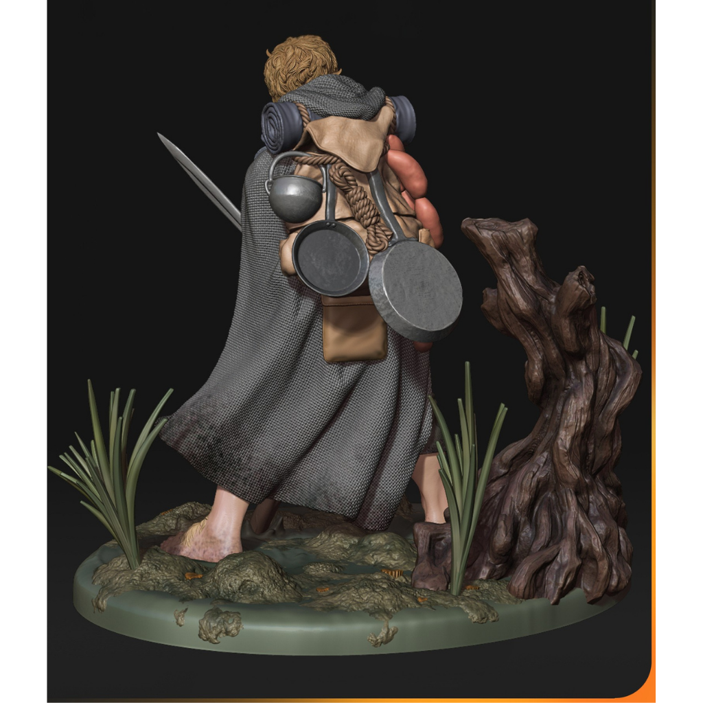 imagem ilustrativas do modelo a ser produzido,  Figure Samwise Gamgee impressa em 3D. 