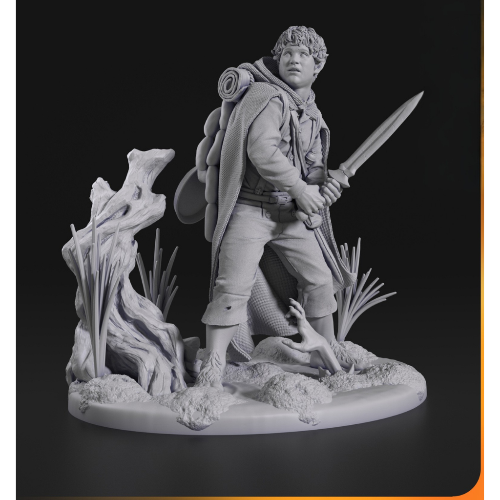 imagem ilustrativas do modelo a ser produzido,  Figure Samwise Gamgee impressa em 3D. 