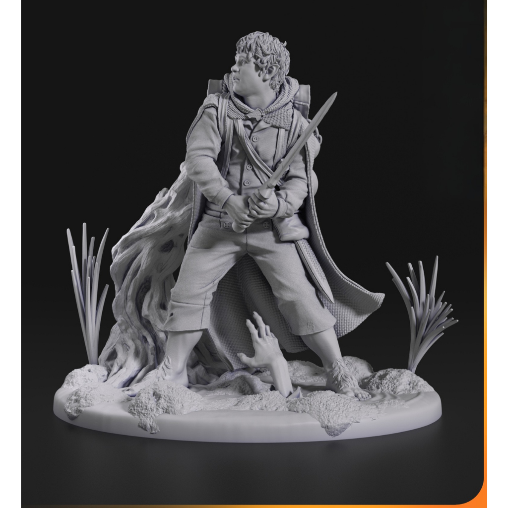 imagem ilustrativas do modelo a ser produzido,  Figure Samwise Gamgee impressa em 3D. 