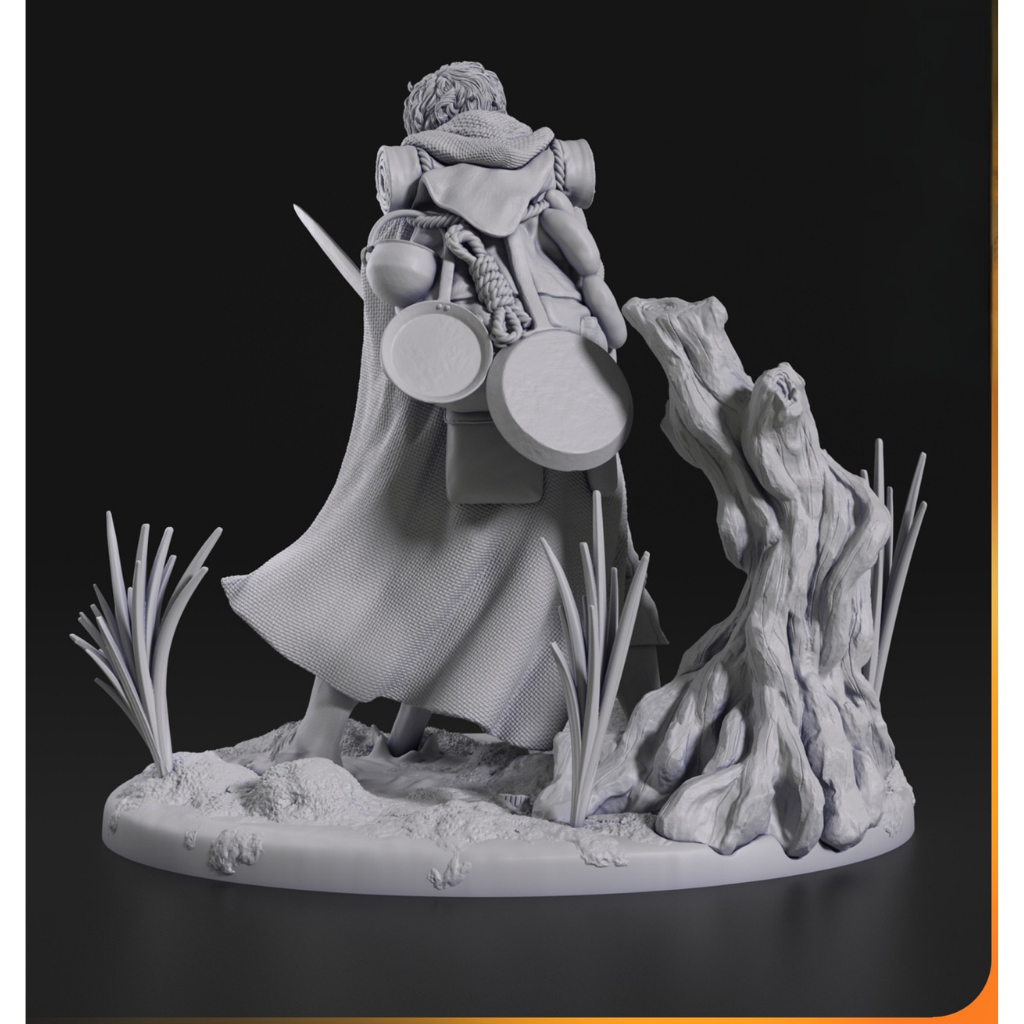 imagem ilustrativas do modelo a ser produzido,  Figure Samwise Gamgee impressa em 3D. 