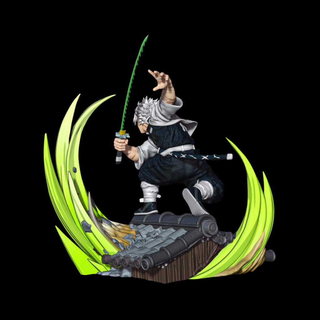 imagem ilustrativa visão traseirade modelo a ser produzido, figure Sanemi demon slayer