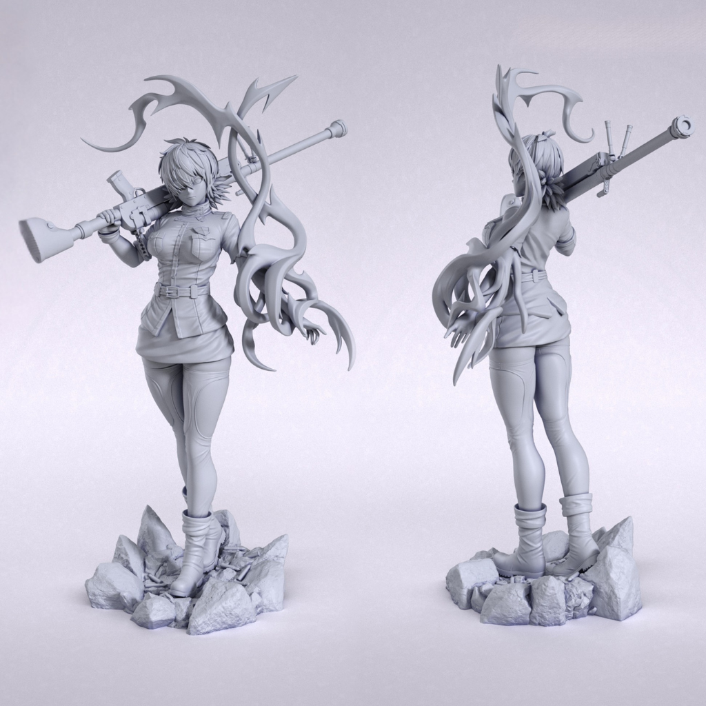 imagens ilustrativas do modelo a ser produzido, Figure Seras Victoria de Hellsing Ultimate, impressa em 3D.