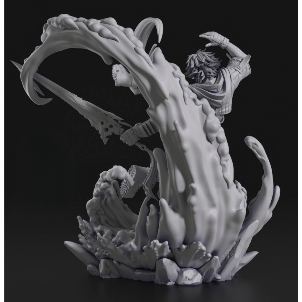 imagem ilustrativa visão traseira de modelo a ser produzido, figure Tidus Final Fantasy