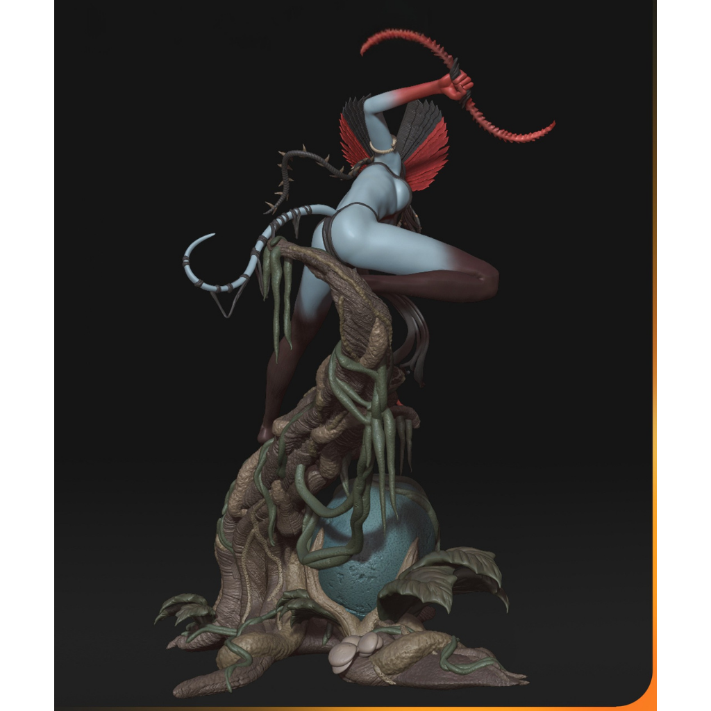 imagens ilustrativas visão traseira do modelo a ser produzido, Figure Varang inspirada em Avatar, impressa em 3D