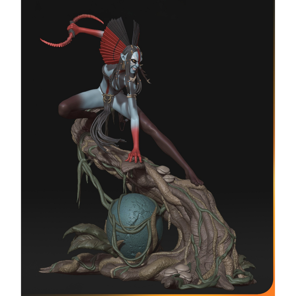 imagens ilustrativas do modelo a ser produzido, Figure Varang inspirada em Avatar, impressa em 3D