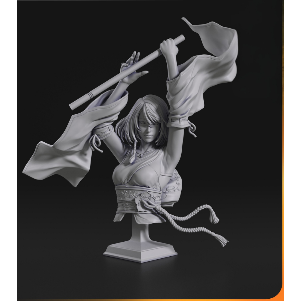 imagem ilustrativas do modelo a ser produzido, busto Yuna impressa em 3D. 