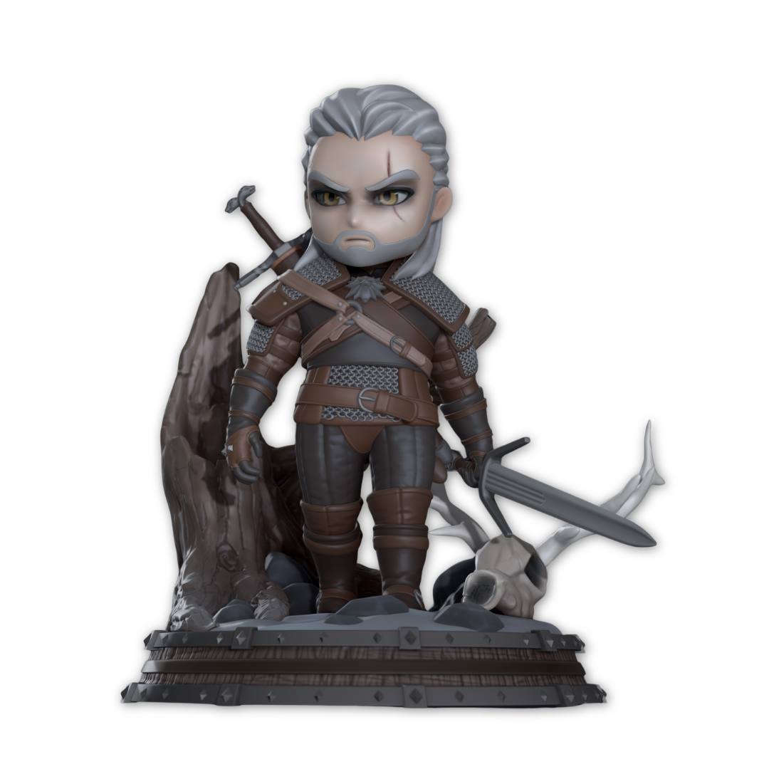 Chibi Geralt de Rívia: O Bruxo Lobo Branco