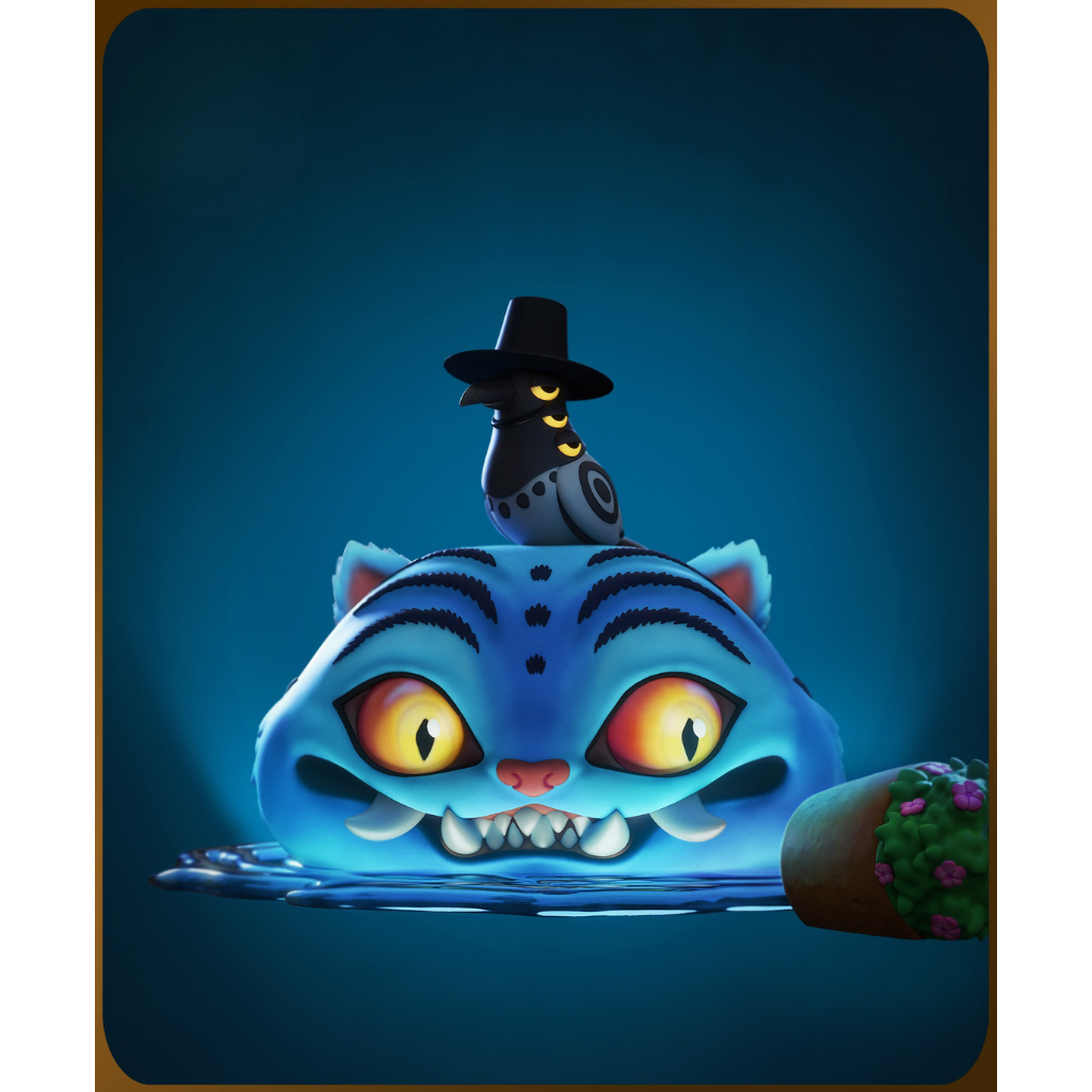 imagem ilustrativas do modelo a ser produzido, Figure Chibi Derpy Tiger Kpop Demon Hunters. Impressão em resina