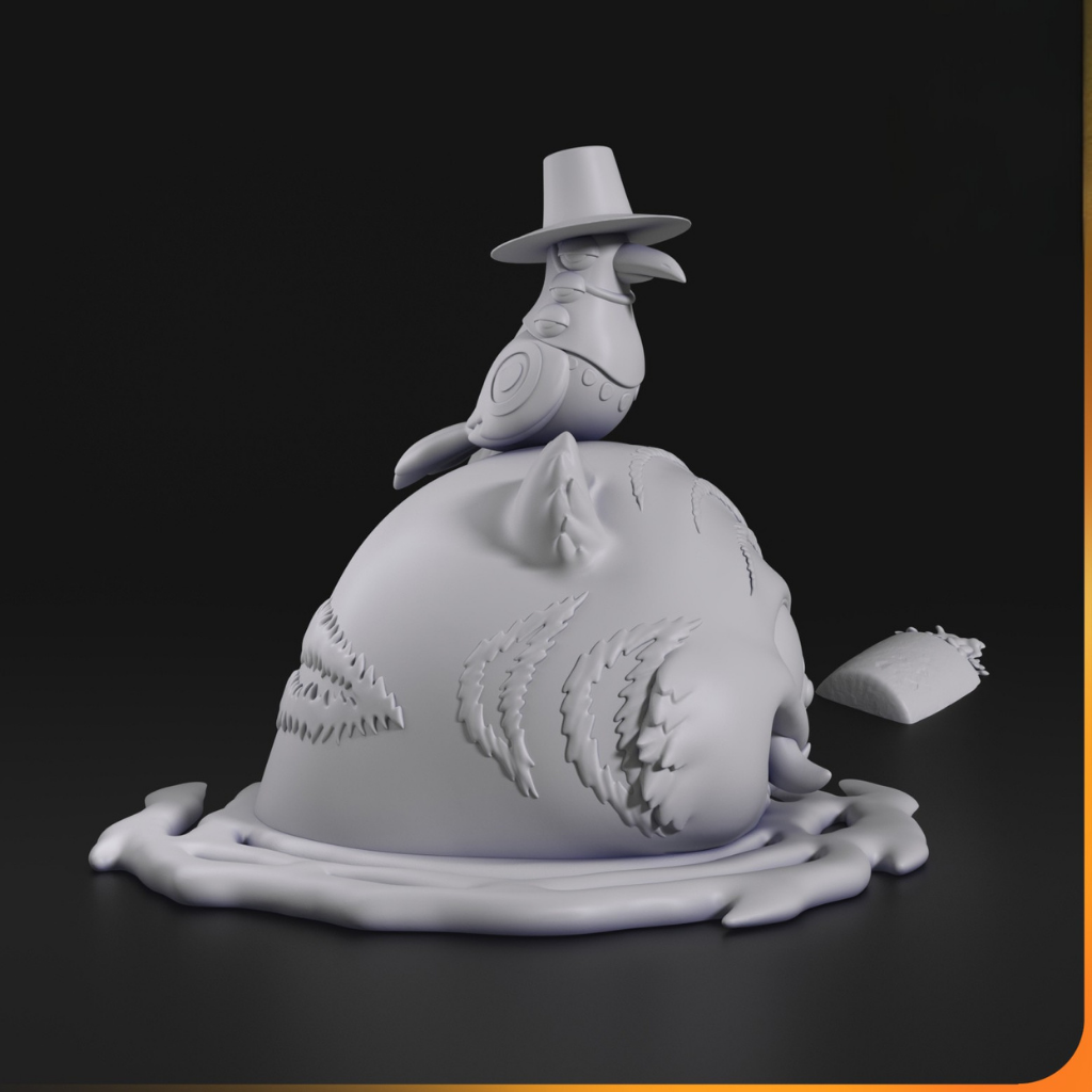 imagem ilustrativas do modelo a ser produzido, Figure Chibi Derpy Tiger Kpop Demon Hunters. Impressão em resina