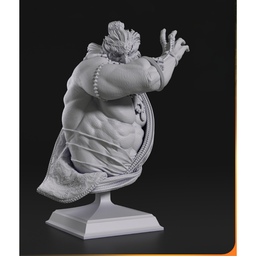 imagem ilustrativas do modelo a ser produzido,  busto Ganondorf de legende of zelda Tears of the Kingdom. Impressão resina