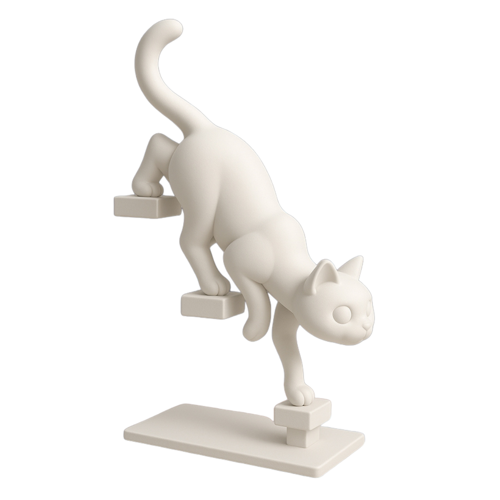 Gato Decorativo en la Escalera | Ornamento Original