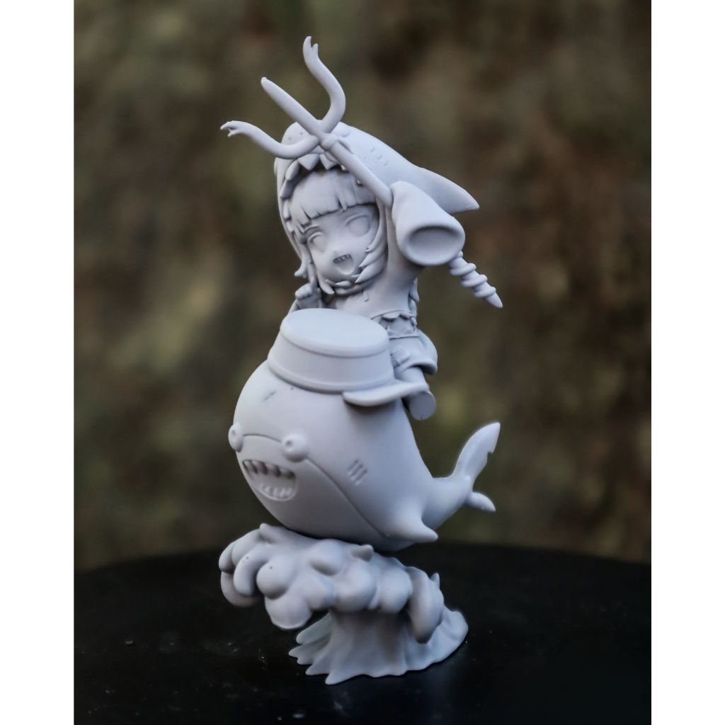 imagem ilustrativas do modelo a ser produzido,  Figure Chibi Gawr Gura impressa em resina.