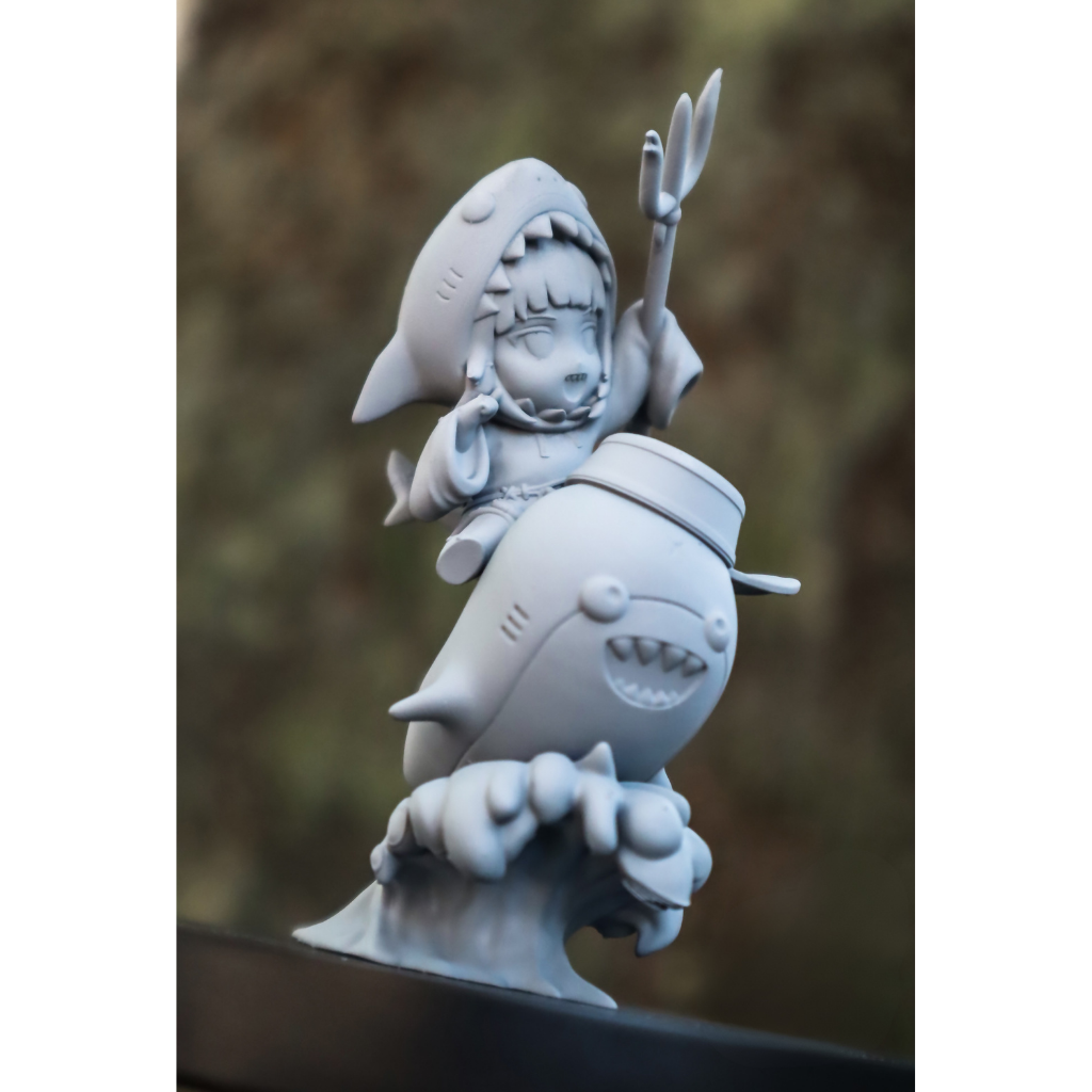 imagem ilustrativas do modelo a ser produzido,  Figure Chibi Gawr Gura impressa em resina.