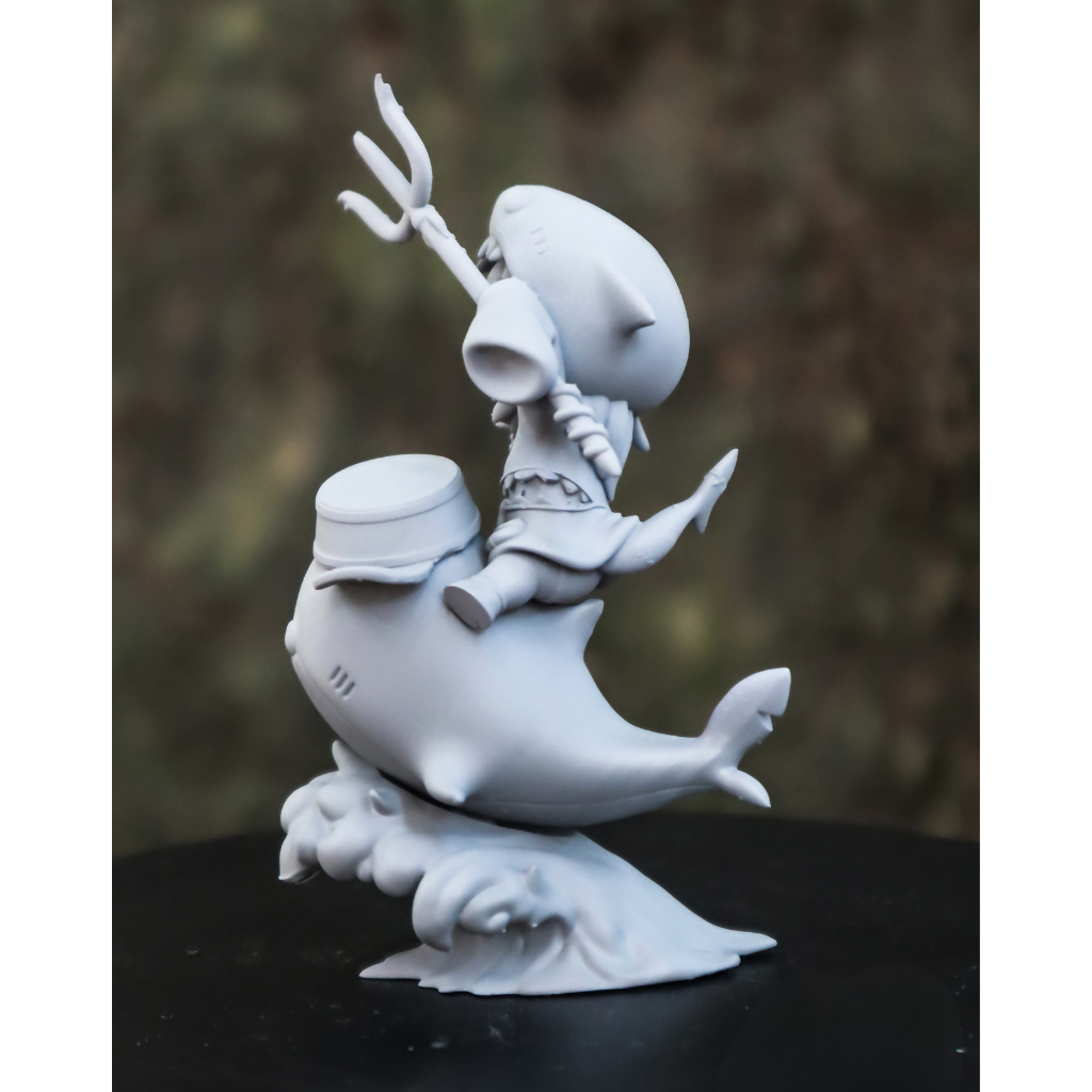 imagem ilustrativas do modelo a ser produzido,  Figure Chibi Gawr Gura impressa em resina.