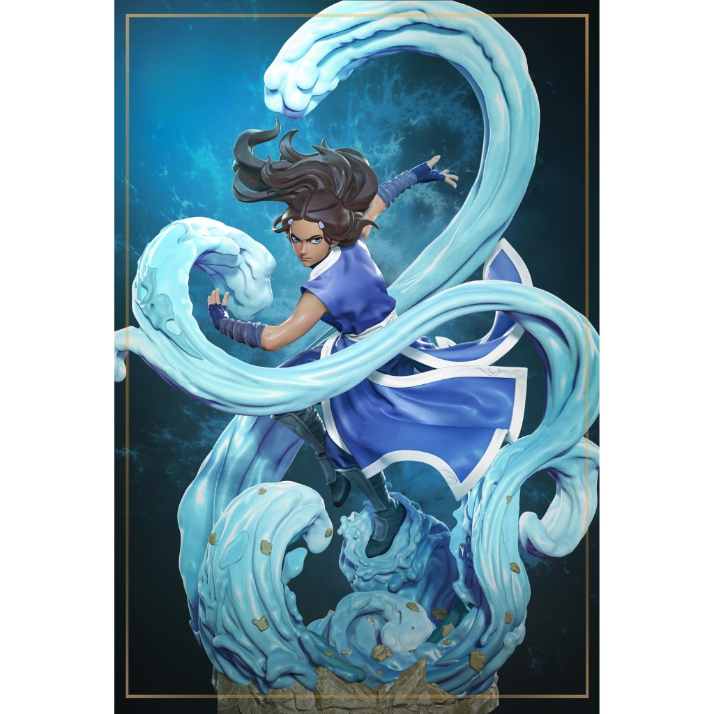 imagem ilustrativas do modelo a ser produzido,  Figure Katara de Avatar The Last Airbender, impressa em resina. 