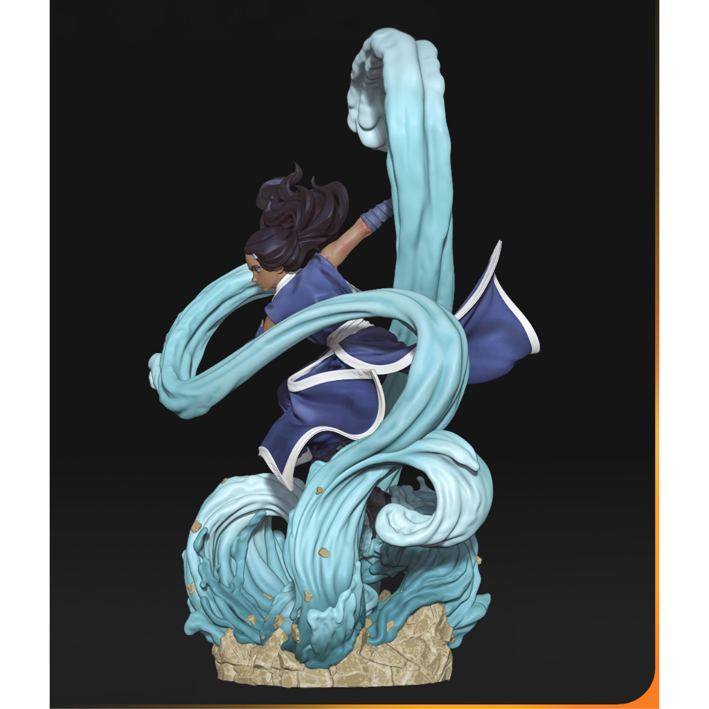 imagem ilustrativas do modelo a ser produzido,  Figure Katara de Avatar The Last Airbender, impressa em resina. 