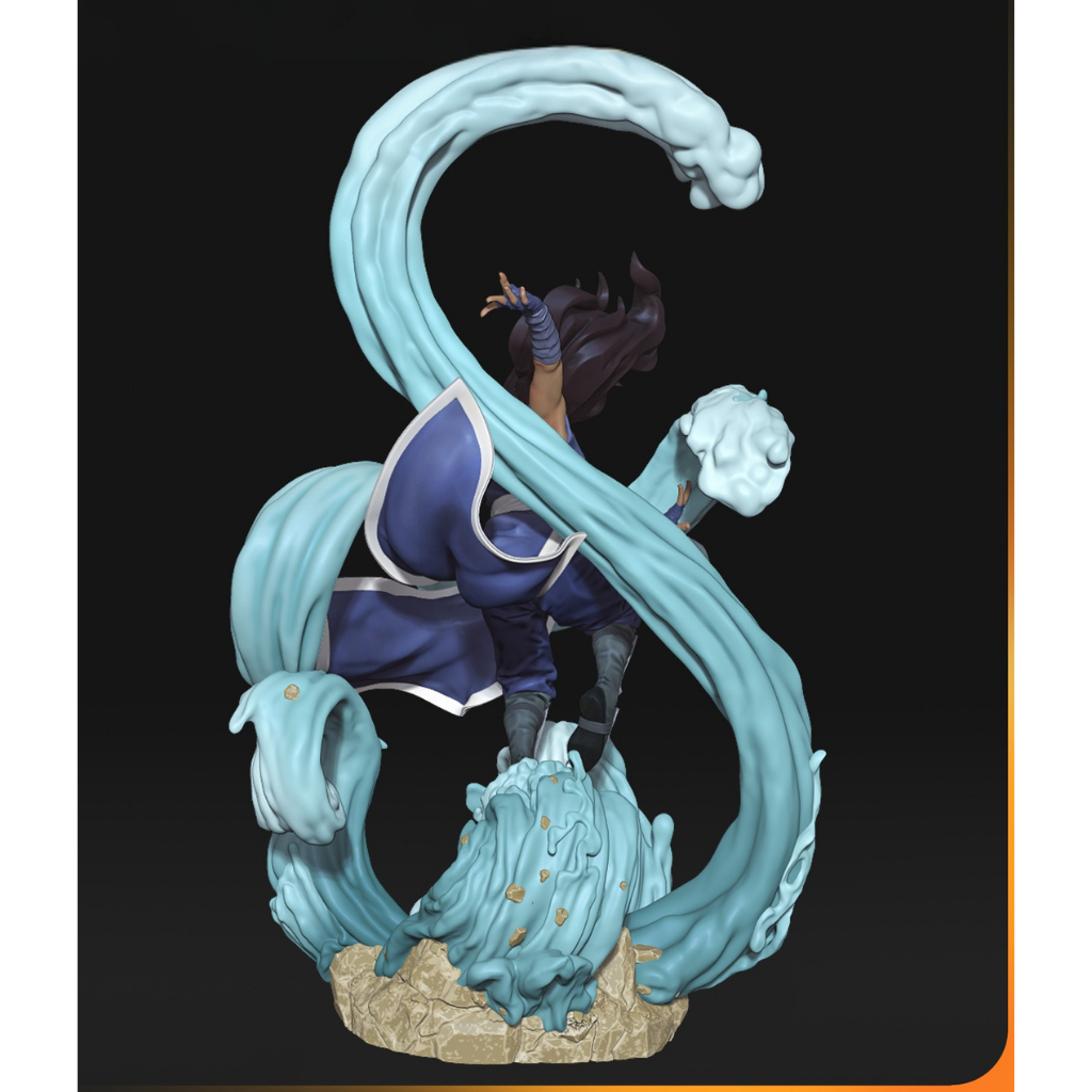 imagem ilustrativas do modelo a ser produzido,  Figure Katara de Avatar The Last Airbender, impressa em resina. 