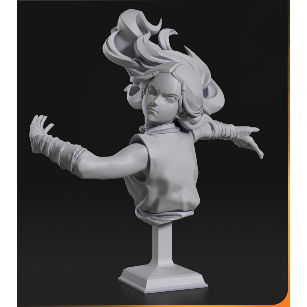 imagem ilustrativas do modelo a ser produzido,  busto Katara de Avatar The Last Airbender, impressa em resina. 
