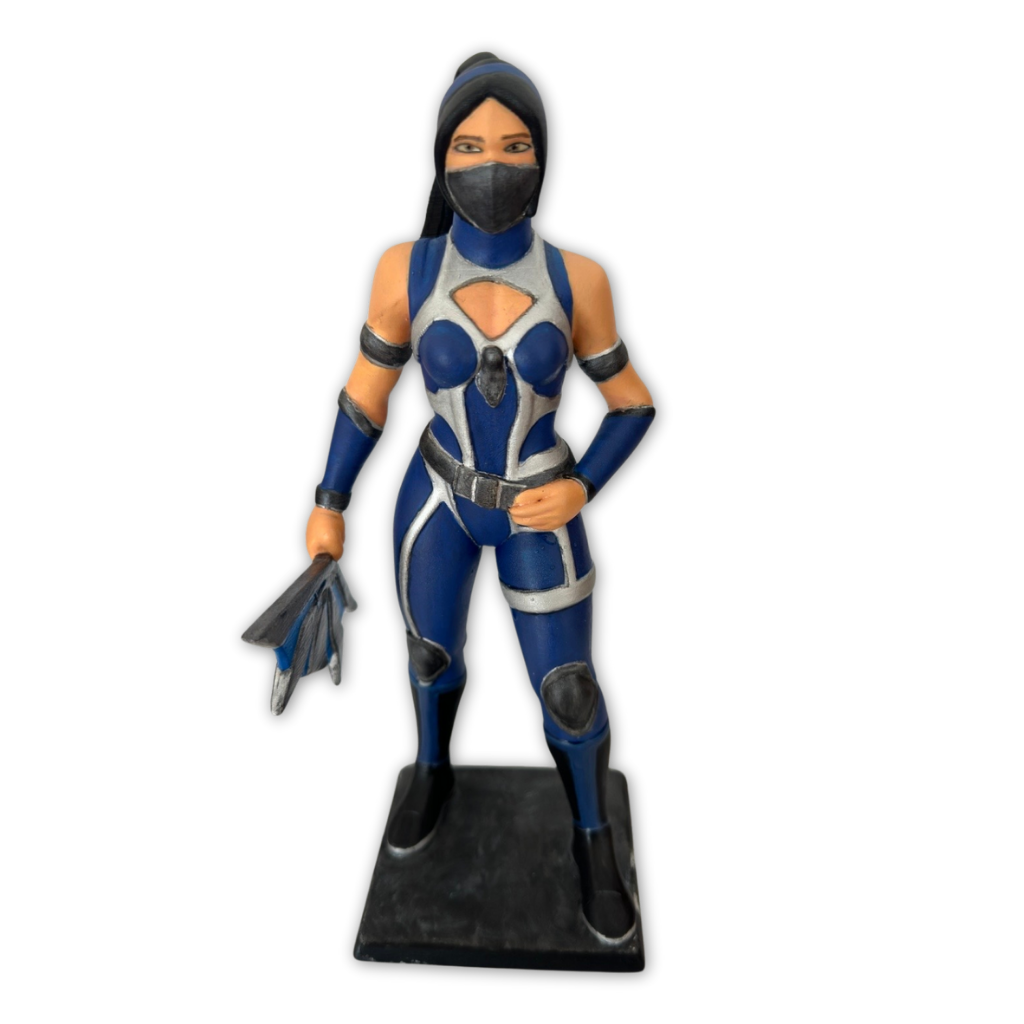visão frontal figure em resina Kitana inspirado em mortal kombat