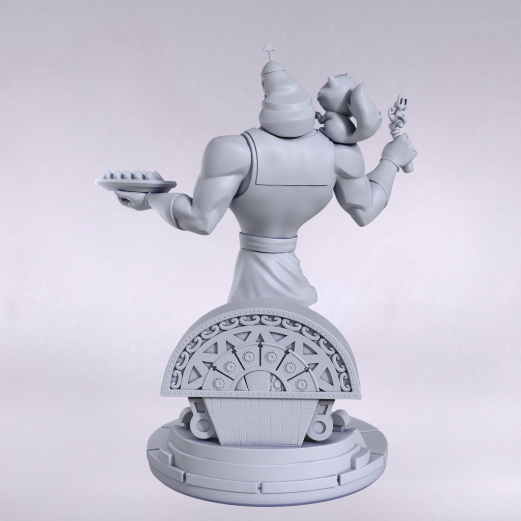 imagem ilustrativas do modelo a ser produzido,  Figure Kronk&nbsp;de Emperor´s New Groove, impressa em resina. 