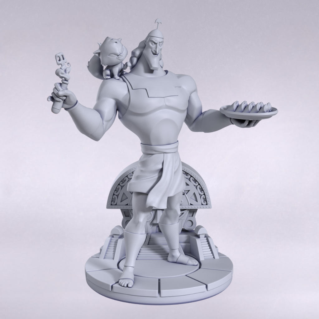 imagem ilustrativas do modelo a ser produzido,  Figure Kronk&nbsp;de Emperor´s New Groove, impressa em resina. 