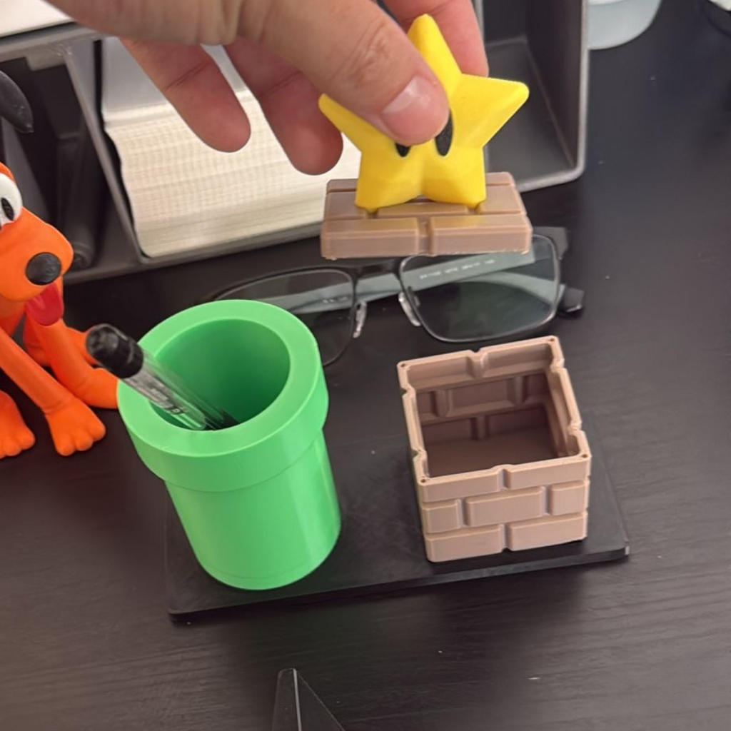 visão aberto organizador secretária cano inspirado em mario bros