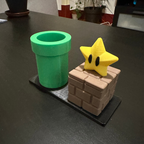 visão frontal organizador secretária cano inspirado em mario bros