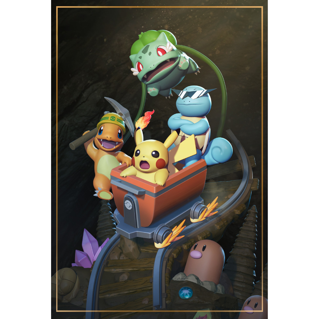 imagem ilustrativas do modelo a ser produzido, Figure Pikachu e amigos impressa em resina.